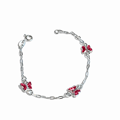 Pulseira infantil borboleta zirconia rosa