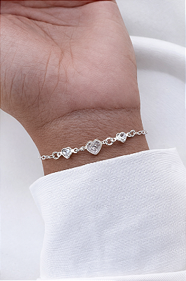 Pulseira corações cristal