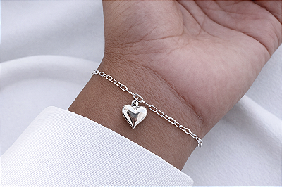 Pulseira 3 Corações prata embaulado