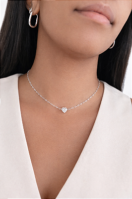 Chocker coração grande crystal