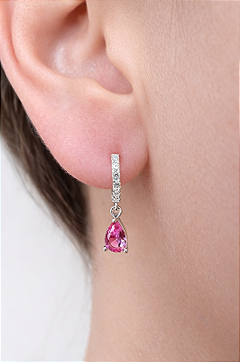 Brinco argolinha de click Gota Pink