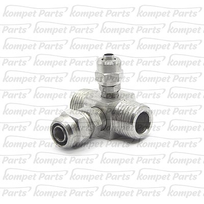 União Tee de 1/2 NPT com saída Lateral para mangueira de 12mm e 8mm