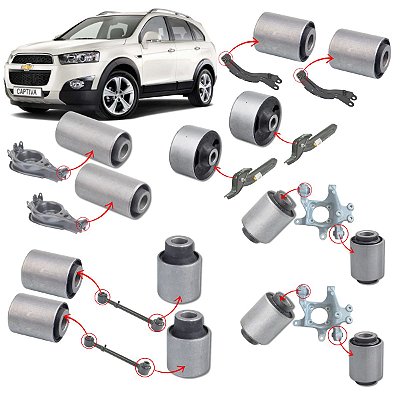 KIT JOGO COMPLETO 14 BUCHAS SUSPENSÃO TRASEIRA CAPTIVA 2008 2009 2010 2011 2012 2013 2014 2015 2016 2017