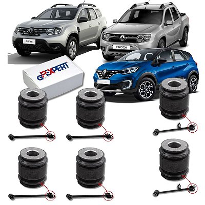 KIT 6 BUCHAS BRAÇOS SUSPENSÃO TRASEIRA DUSTER 4X4 OROCH CAPTUR 2012 2013 2014 2015 2016 2017 2018 2019 2020 2021 2022 20