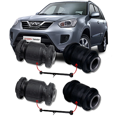 KIT 4 BUCHAS DO BRAÇO TRANSVERSAL INFERIOR TRASEIRO TIGGO 2 2009 2010 2011 2012 2013 2014 2015