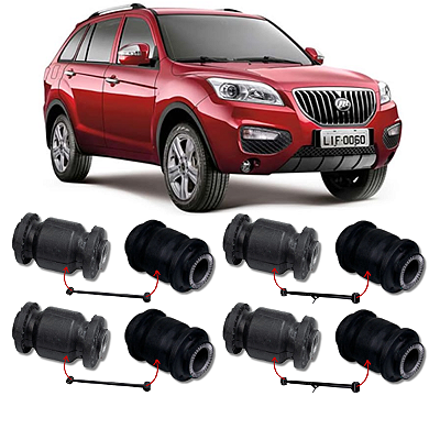KIT 8 BUCHAS DO BRAÇO TRANSVERSAL SUPERIOR E INFERIOR TRASEIRO X60 2013 2014 2015 2016 2019