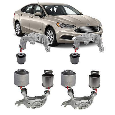 KIT 6 BUCHAS MAIOR E MENOR DA BANDEJA SUSPENSÃO TRASEIRA FUSION 2013 2014 2015 2016 2017 2018 2019
