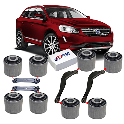 KIT 8 BUCHAS DO BRAÇO RETO E CURVO SUSPENSÃO TRASEIRA VOLVO XC60 2008 2009 2010 2011 2012 2013 2014 2015 2016 2017