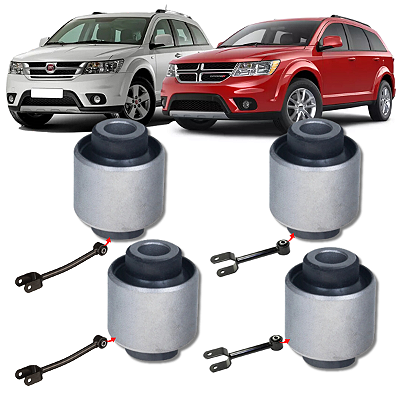 KIT 4 BUCHAS BRAÇO RETO LONGO SUPERIOR E CURTO INFERIOR TRASEIRO FREEMONT JOURNEY 2011 2012 2013 2014 2015 2016