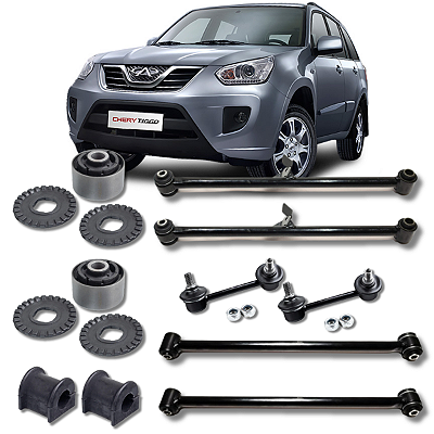 KIT BRAÇO E BUCHA SUSPENSÃO TRASEIRA COMPLETA TIGGO 2 2009 2010 2011 2012 2013 2014 2015