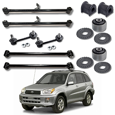 KIT BRAÇO E BUCHA SUSPENSÃO TRASEIRA COMPLETA RAV4 2000 2001 2002 2003 2004 2005
