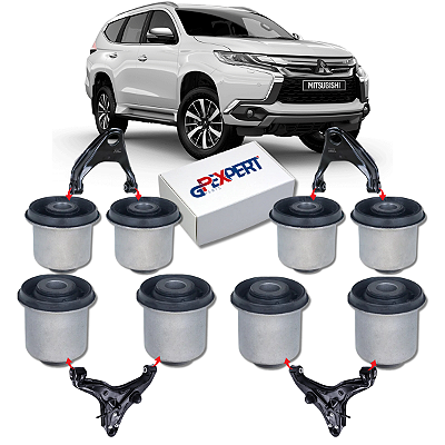 KIT 8 BUCHAS BANDEJA BALANÇA DIANTEIRA PAJERO SPORT 2018 2019 2020 2021 2022 2023 2024 2025