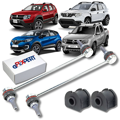 KIT 04 BIELETA BUCHA BARRA ESTABILIZADORA TRASEIRA DUSTER 4X4 2012 A 2025 OROCH CAPTUR 2015 A 2025