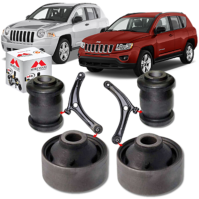 KIT 04 BUCHAS DA BANDEJA DIANTEIRA JEEP COMPASS 2007 2008 2009 2010 2011 2012 2013 2014 2015