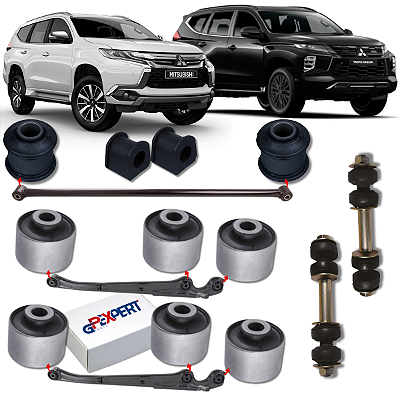 KIT 12 BUCHAS BIELETAS DA SUSPENSÃO TRASEIRA PARA PAJERO SPORT 2.4 2017 A 2023