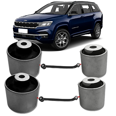 KIT 04 BUCHAS MAIOR E MENOR BRAÇO FACÃO OSCILANTE TRASEIRO PARA JEEP COMMANDER