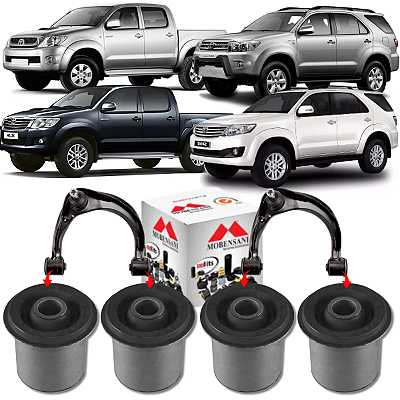 KIT 04 BUCHAS DA BANDEJA SUPERIOR DIANTEIRA HILUX / SW4 2005 2006 2007 2008 2009 2010 2011 2012 2013 2014 2015