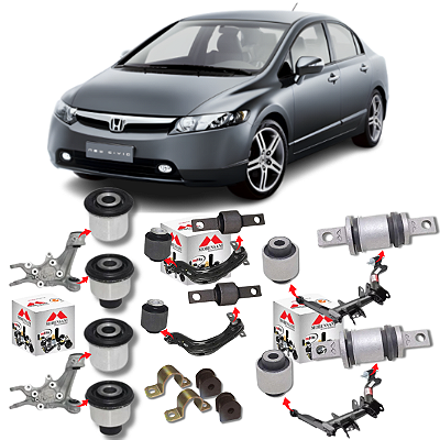 KIT COMPLETO 14 BUCHAS SUSPENSÃO TRASEIRA NEW CIVIC G8 06/11