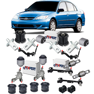 KIT 14 BUCHAS SUSPENSÃO TRASEIRA CIVIC G7 1.7 16V 2003 A 2005