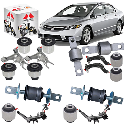 KIT 12 BUCHAS SUSPENSÃO TRASEIRA NEW CIVIC G8 2006 A 2011 MOBENSANI