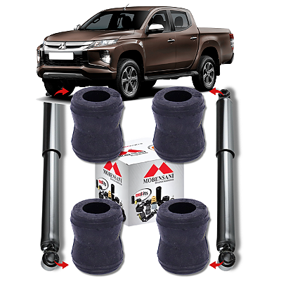 KIT 4 BUCHAS DO AMORTECEDOR TRASEIRO INFERIOR/SUPERIOR L200 TRITON SPORT 2017 A 2024