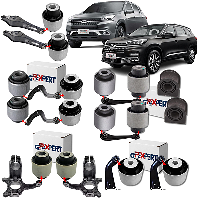 KIT JOGO 16 BUCHAS SUSPENSÃO TRASEIRA TIGGO 7 E 8 2018 A 2026