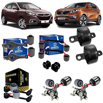 Kit Jogo 18 Buchas Suspensão Traseira Ix35 Sportage 2010/...