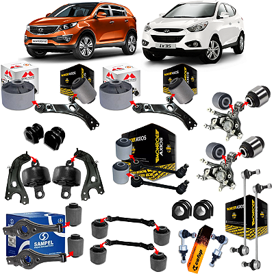Kit Jogo 26 Buchas Bieletas Suspensão Dianteira Traseira Ix35 Sportage 2010/...