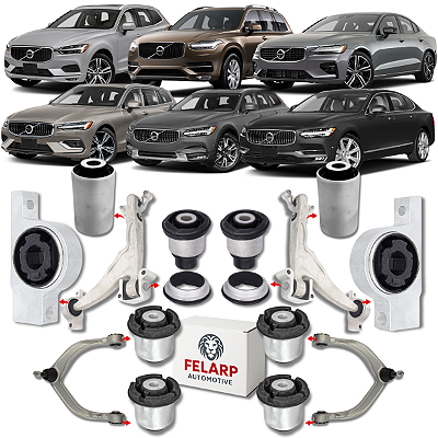 KIT 10 BUCHAS BANDEJA DIANTEIRA SUPERIOR INFERIOR S60 S90 V60 V90 XC60 XC90 2018 A 2026