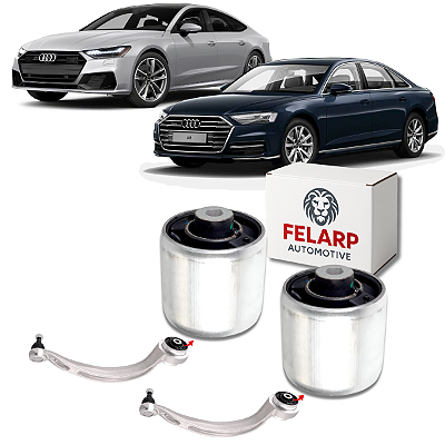 KIT 2 BUCHAS BRAÇO CURVO SUSPENSÃO DIANTEIRA AUDI A7 A8 3.0 TFSI V6 2018 2019 2020 2021 2022 2023