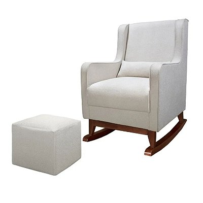 Poltrona Amamentação Com Pé Canoa + Puff Sophia Boucle Bege