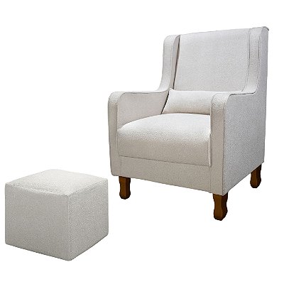 Poltrona Amamentação Com Pé Fixo + Puff Sophia Boucle Bege