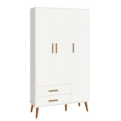 Guarda Roupa Infantil 3 Portas e 2 Gavetas Isis Branco Fosco