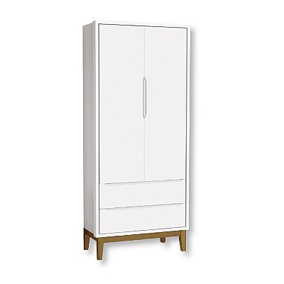 Guarda Roupa Infantil 2 Portas e 2 Gavetas Branco Classic