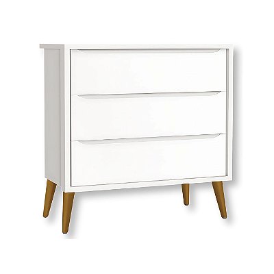 Cômoda Infantil 3 Gavetas Retrô Branco Theo