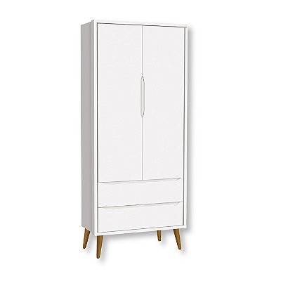 Guarda Roupa Infantil 2 Portas e 2 Gavetas Retrô Branco Theo