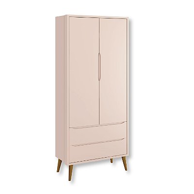 Guarda Roupa Infantil 2 Portas e 2 Gavetas Retrô Rosa Theo