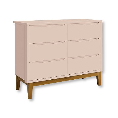 Cômoda Infantil 6 Gavetas Rosa Classic