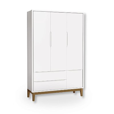 Guarda Roupa Infantil 3 Portas e 2 Gavetas Branco Classic