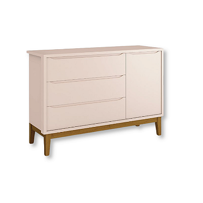 Cômoda Infantil 1 Porta e 3 Gavetas Rosa Classic