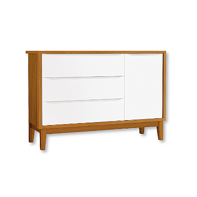 Cômoda Infantil 1 Porta e 3 Gavetas Savana Classic Pés Madeira
