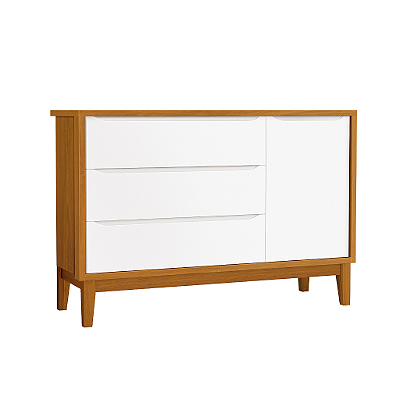 Cômoda Infantil 1 Porta e 3 Gavetas Savana Classic Pés Madeira