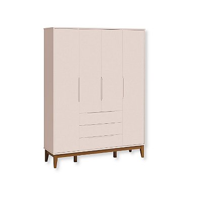 Guarda Roupa Infantil 4 Portas e 3 Gavetas Elfe Classic Rosa