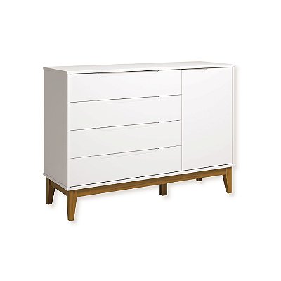 Cômoda Sapateira Elfe Classic com 1 Porta e 4 Gavetas Branco Fosco