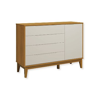 Cômoda Sapateira Elfe Classic com 1 Porta e 4 Gavetas Areia Fosco/Savana