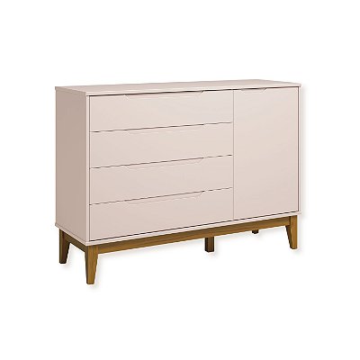 Cômoda Sapateira Elfe Classic com 1 Porta e 4 Gavetas Rosa Fosco