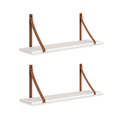 Kit 2 Prateleiras Luna 89,6 cm Branco Fosco