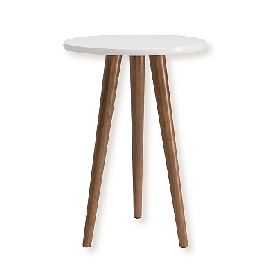Mesa de canto Retrô Branca Pés Madeira
