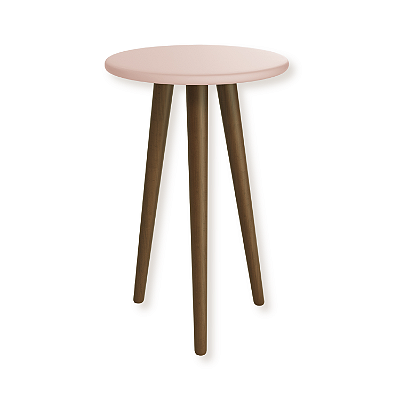 Mesa de canto Retrô Rosa Pés Madeira