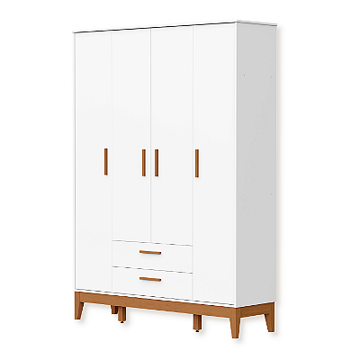 Guarda Roupa Infantil Flip 4 Portas 2 Gavetas Branco Fosco